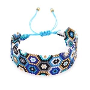 Handmade Blue Geometric Adjustable Bracelet